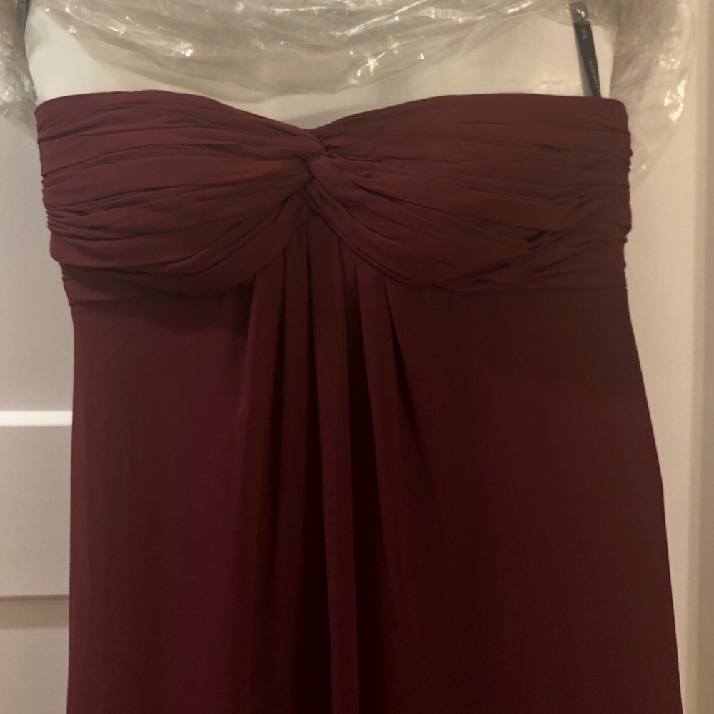 Bill Levkoff Chiffon Bridesmaid Dress In Wine